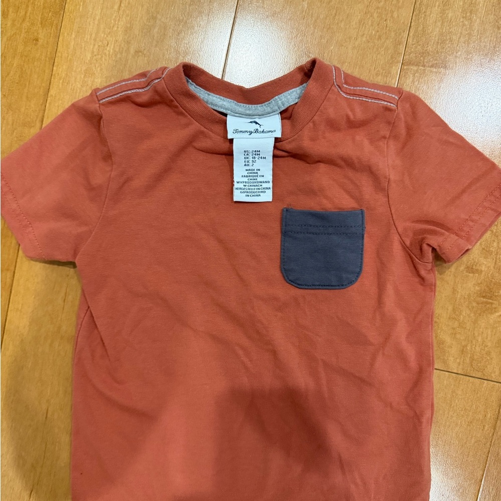 Tommy Bahama Boys' Rust Orange Tee with Charcoal Pocket